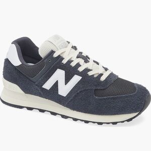 New Balance Navy and White Suede Sneakers
